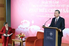 Tổng Bí thư Tô Lâm phát biểu tại Đại học Oxford. (Ảnh: Thống Nhất/TTXVN)