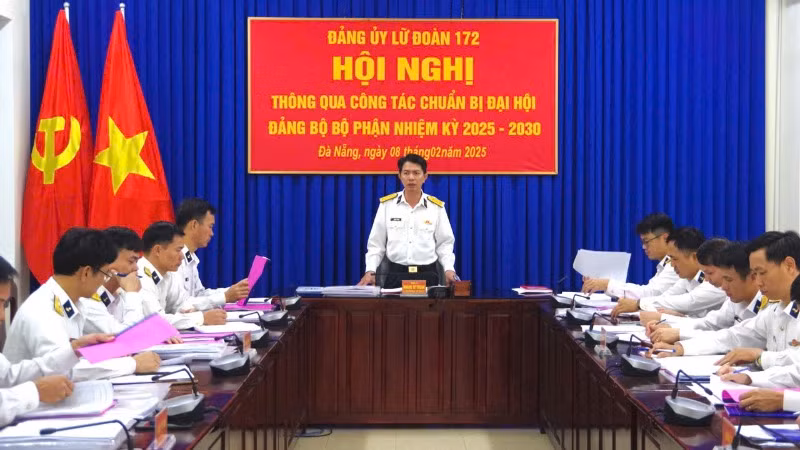 Hội nghị thông qua công tác chuẩn bị Đại hội Đảng bộ bộ phận làm trước tại Lữ đoàn 172 Hải quân.