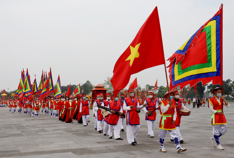 Rước kiệu về Đền Hùng là nét đẹp văn hóa của người dân đất Tổ trong dịp Giỗ Tổ Hùng Vương.