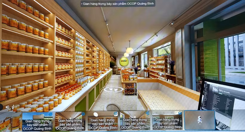 Giao diện gian hàng thực tế ảo 3D trưng bày, giới thiệu sản phẩm OCOP của tỉnh Quảng Bình.