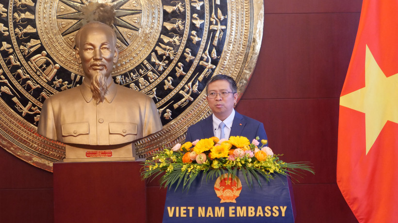 Đại sứ Phạm Thanh Bình phát biểu tại buổi gặp gỡ báo chí Việt Nam-Trung Quốc 2025.