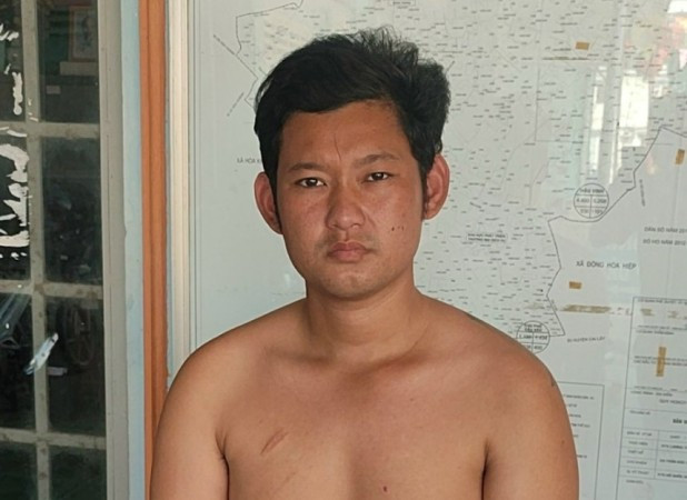Đối tượng Lê Huỳnh Hải tại cơ quan Công an.