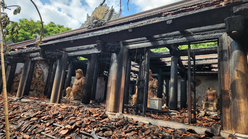 Chùa Phổ Quang (Phú Thọ) bị thiệt hại sau vụ hỏa hoạn. (Ảnh: Cục Di sản văn hóa)