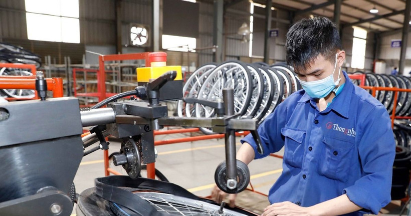 Công ty xe đạp Thống Nhất sản xuất xe đạp tiêu thụ thị trường trong nước và xuất khẩu. (Ảnh: Trần Việt/TTXVN)