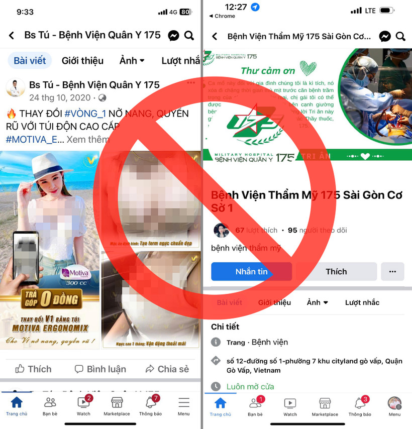 Một số trang lấy tên gọi dễ "gây nhầm lẫn" và sử dụng trái phép logo, hình ảnh bác sĩ, thương hiệu Bệnh viện Quân y 175. 