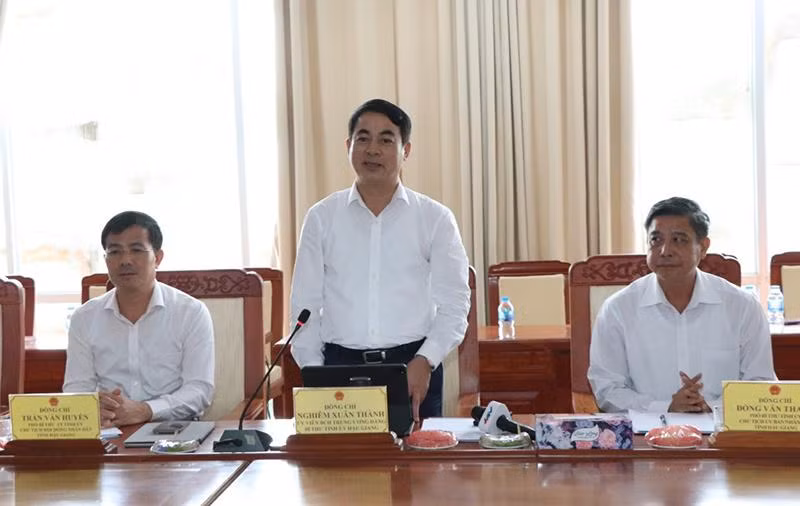 Bí thư Tỉnh ủy Hậu Giang Nghiêm Xuân Thành phát biểu tại buổi làm việc.