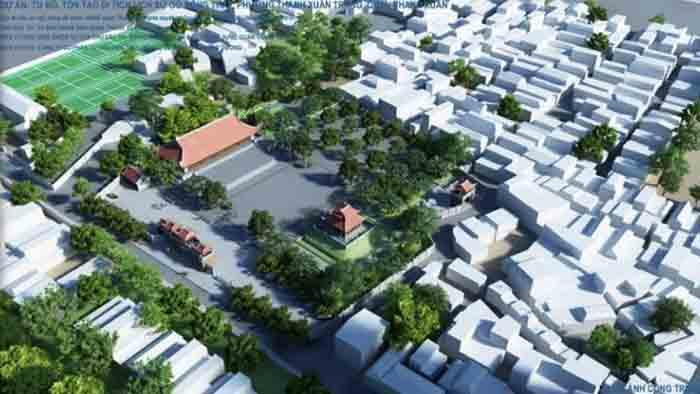 Phối cảnh di tích Gò Đống Thây sau khi được tu bổ, tôn tạo.