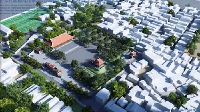 Phối cảnh di tích Gò Đống Thây sau khi được tu bổ, tôn tạo.