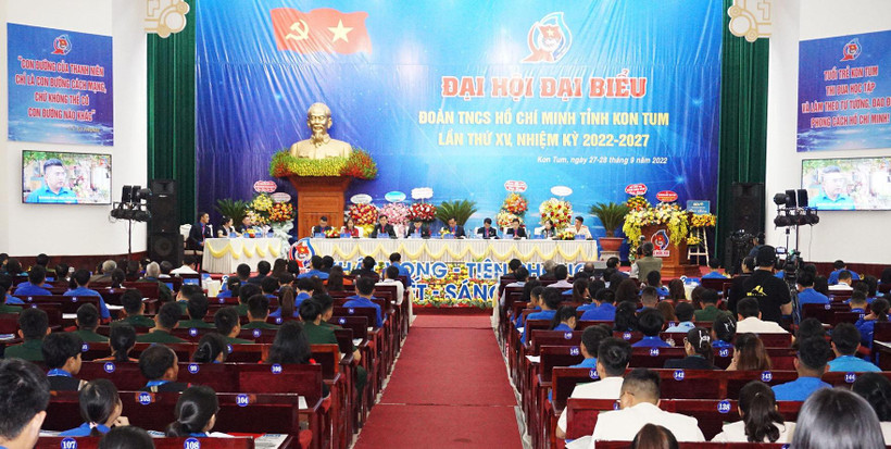 Toàn cảnh Đại hội Đại biểu Đoàn Thanh niên Cộng sản Hồ Chí Minh tỉnh Kon Tum lần thứ XV, nhiệm kỳ 2022-2027.