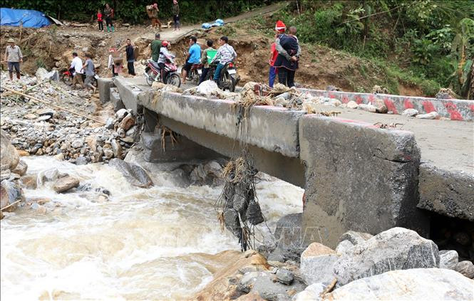 Trận lũ quét, lũ ống xảy ra trên địa bàn xã Liên Minh, thị xã Sa Pa đêm 12/9 đã gây thiệt hại nặng nề về người và tài sản của nhà nước và nhân dân. Ảnh: TTXVN