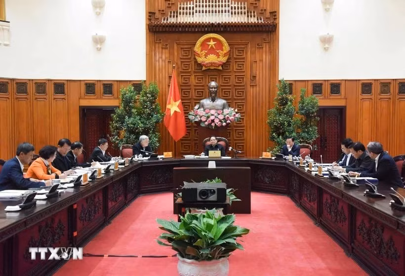 Thủ tướng Phạm Minh Chính chủ trì Phiên họp lần thứ 9 Ban Chỉ đạo tinh gọn bộ máy của Chính phủ. (Ảnh: TTXVN)