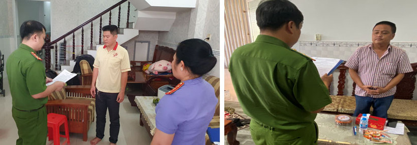 Công an thành phố Cần Thơ tống đạt quyết định khởi tố, bắt giam đối tượng Châu Văn Ý và Nguyễn Sỹ Hùng.