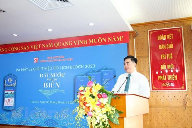  Ông Phạm Minh Tuấn, Giám đốc - Tổng Biên tập Nhà xuất bản Chính trị quốc gia Sự thật phát biểu tại lễ ra mắt. (Ảnh: Vietnam+) 