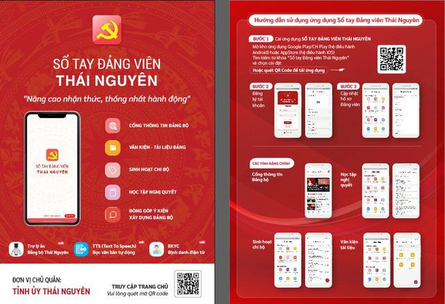 Giao diện “Sổ tay đảng viên điện tử” của Đảng bộ tỉnh Thái Nguyên.