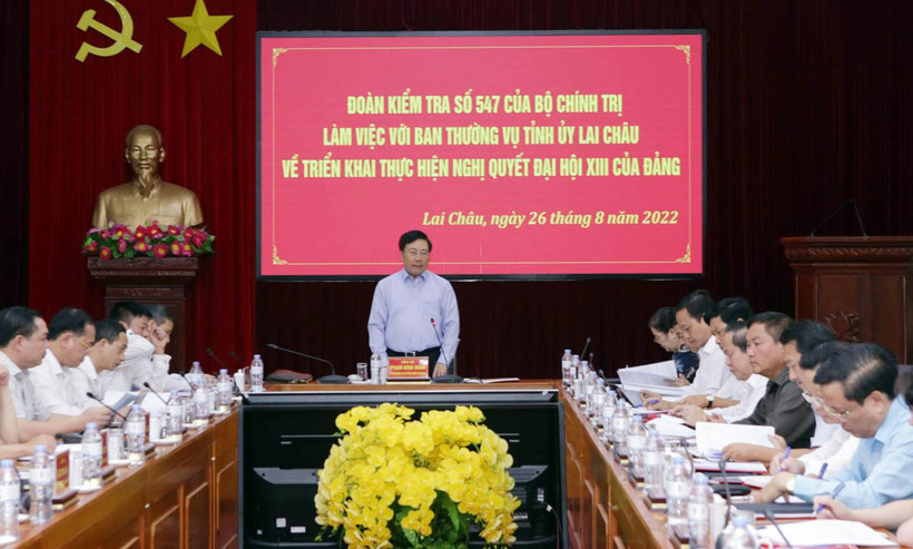 Đoàn công tác của Bộ Chính trị làm việc với Ban Thường vụ Tỉnh ủy Lai Châu.