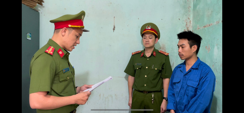 Đối tượng Nguyễn Thế Anh tại cơ quan Công an.