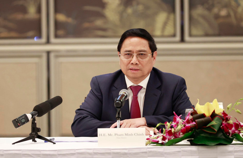 Thủ tướng Phạm Minh Chính phát biểu tại sự kiện. (Ảnh: TTXVN)