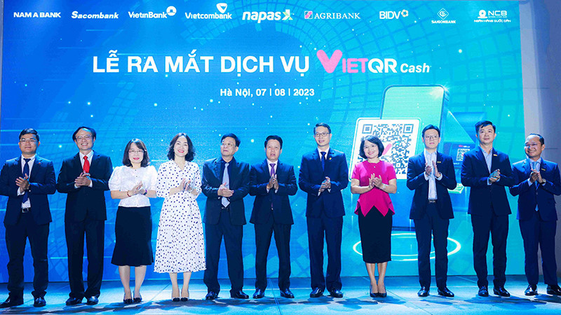 Lễ ra mắt dịch vụ VietQRCash, Nam A Bank là 1 trong 8 ngân hàng đầu tiên triển khai dịch vụ này.