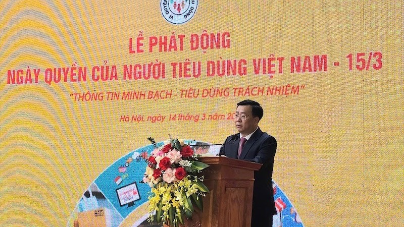 Giám đốc Sở Công thương Hà Nội Võ Nguyên Phong phát biểu tại lễ phát động.
