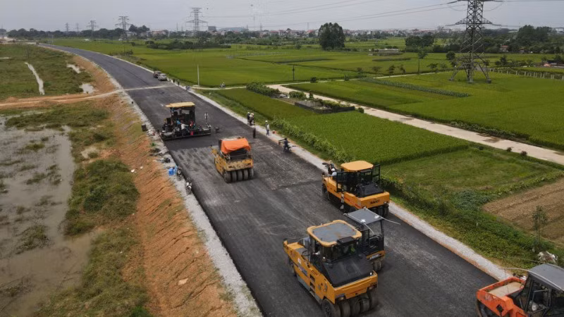 Công trường thi công dự án đường Vành đai 4 - Vùng Thủ đô.