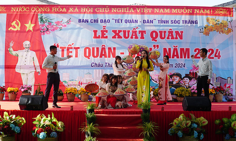 Lễ xuất quân Tết Quân Dân năm 2024 tại Phú Tâm (Sóc Trăng).