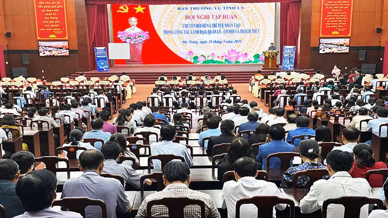 Trung tâm Hội nghị tỉnh Sóc Trăng-Điểm cầu chính hội nghị. (Ảnh: PV)