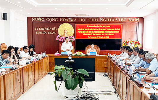 Quang cảnh buổi làm việc của Đoàn công tác với lãnh đạo tỉnh Sóc Trăng.