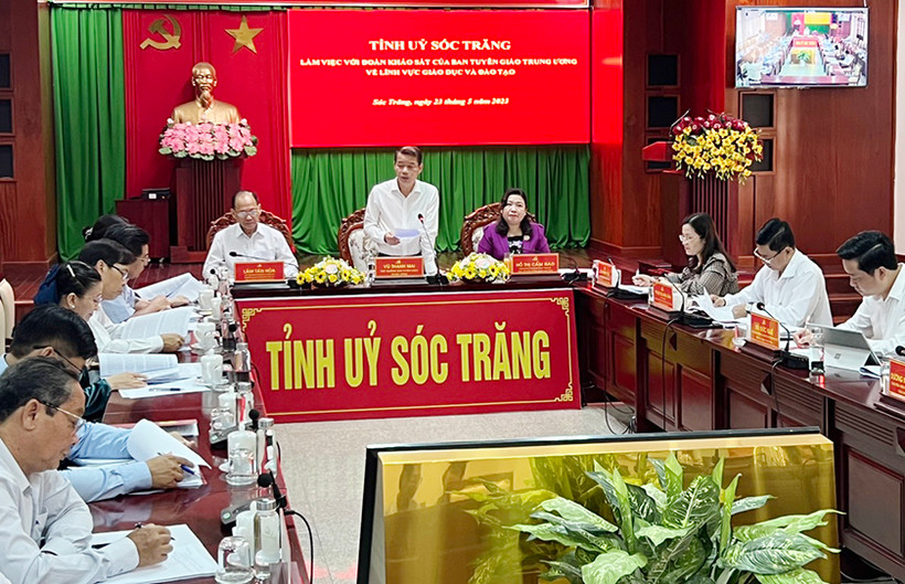 Phó trưởng Ban Tuyên giáo Trung ương Vũ Thanh Mai phát biểu tại buổi làm việc