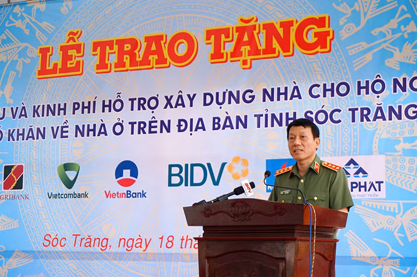 Thượng tướng Lương Tam Quang - Thứ trưởng Bộ Công an phát biểu tại buổi lễ.