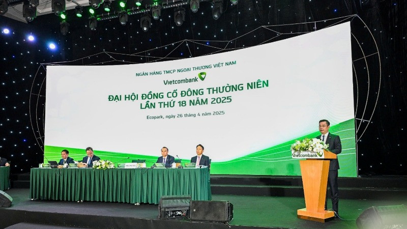 Ông Nguyễn Thanh Tùng-Chủ tịch Hội đồng quản trị Vietcombank phát biểu khai mạc Đại hội.