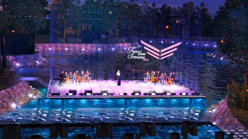 Sân khấu trên mặt nước sẽ tạo ấn tượng thị giác mạnh cho chương trình. 