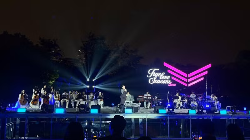 Ca sĩ Mỹ Linh trình diễn trong đêm Valentine.