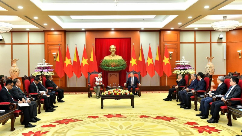 Quang cảnh buổi tiếp. (Ảnh: ĐĂNG KHOA)