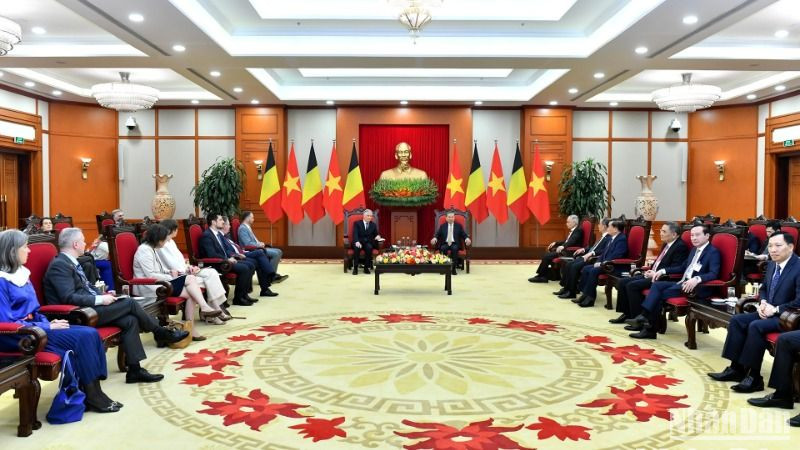 Quang cảnh buổi tiếp. (Ảnh: ĐĂNG KHOA) 