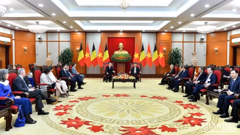 Quang cảnh buổi tiếp. (Ảnh: ĐĂNG KHOA) 