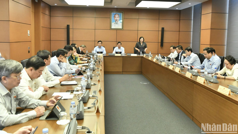 Đoàn đại biểu Quốc hội Thành phố Hồ Chí Minh thảo luận tại tổ. (Ảnh: ĐĂNG KHOA) 