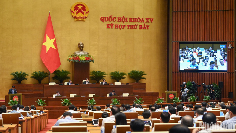 Toàn cảnh phiên họp của Quốc hội chiều 19/6. (Ảnh: DUY LINH)