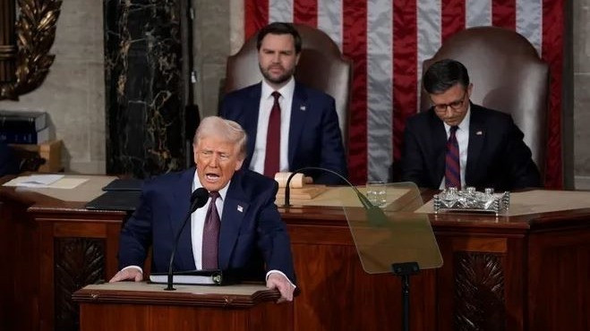 Tổng thống Mỹ Donald Trump phát biểu trước Quốc hội tại Washington, DC, ngày 4/3/2025. (Ảnh: USA Today/TTXVN)