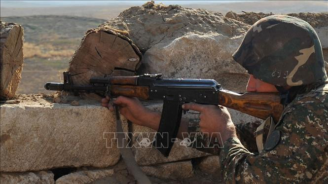 Binh sĩ Armenia tại khu vực biên giới với Azerbaijan. (Ảnh tư liệu: AFP/TTXVN)