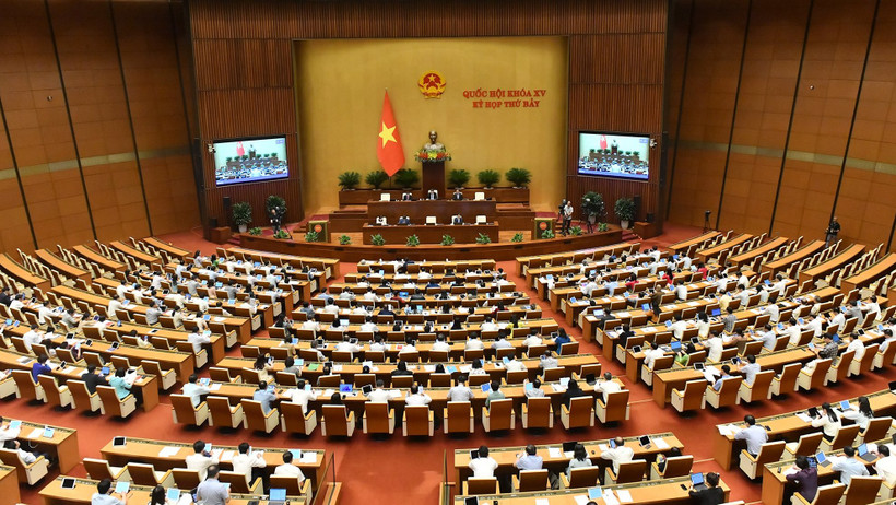 Quang cảnh phiên thảo luận của Quốc hội về Chương trình mục tiêu quốc gia phát triển kinh tế-xã hội vùng đồng bào dân tộc thiểu số và miền núi, sáng 17/6. (Ảnh: ĐĂNG KHOA)