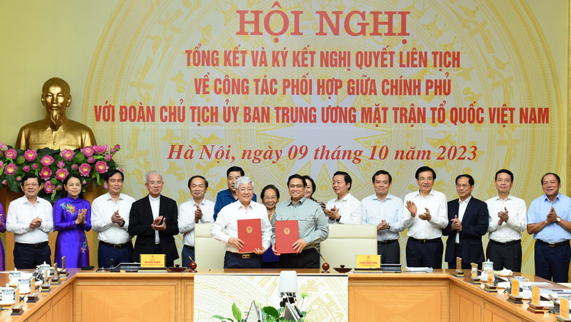 [Ảnh] Chính phủ và Đoàn Chủ tịch Uỷ ban Trung ương Mặt trận Tổ quốc Việt Nam tổng kết công tác phối hợp
