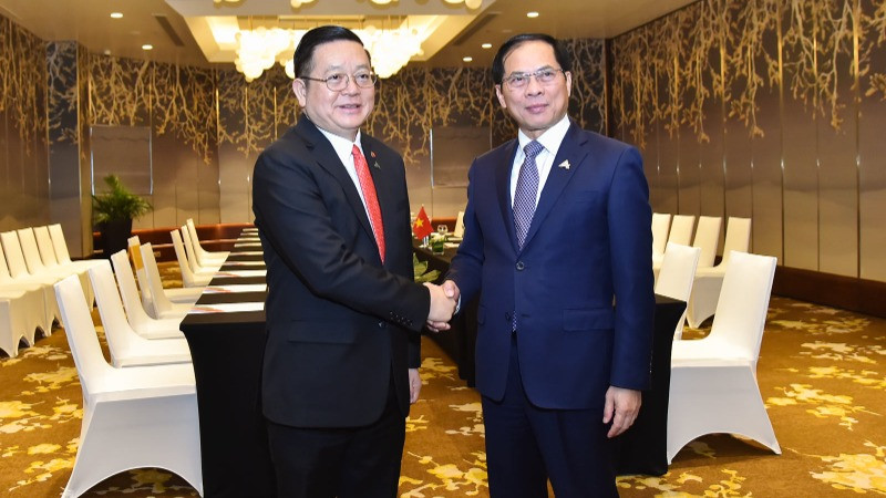 Phó Thủ tướng Chính phủ, Bộ trưởng Ngoại giao Bùi Thanh Sơn gặp Tổng Thư ký ASEAN Kao Kim Hourn.