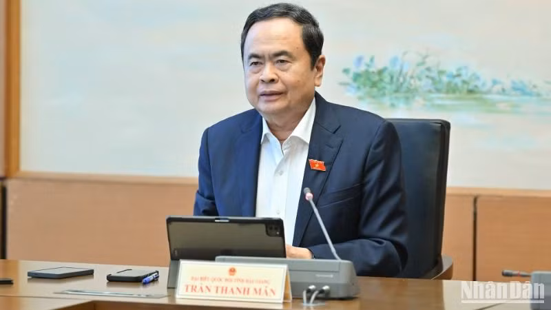 Chủ tịch Quốc hội Trần Thanh Mẫn phát biểu tại phiên thảo luận tổ. (Ảnh: THỦY NGUYÊN) 