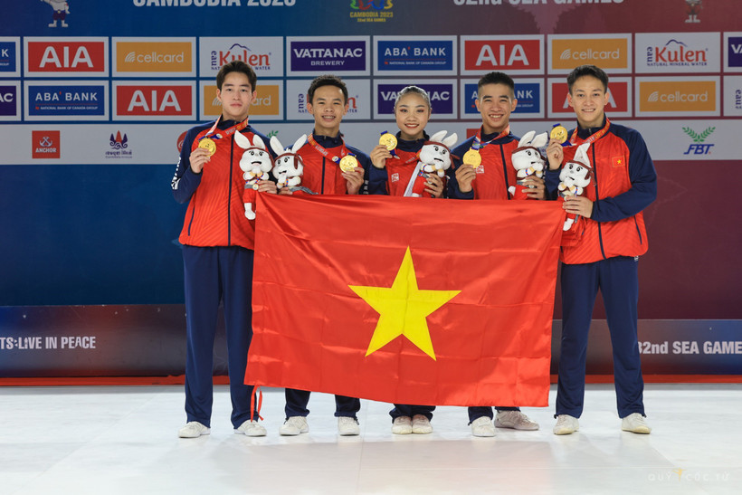 Aerobic góp 3 Huy chương Vàng trong ngày ra quân 13/5. (Ảnh: TTXVN)