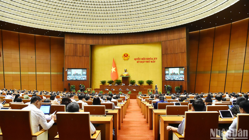 Quang cảnh phiên họp của Quốc hội chiều 21/5. (Ảnh: THỦY NGUYÊN)
