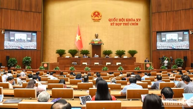 Quang cảnh phiên họp của Quốc hội, chiều 27/5/2025. (Ảnh: BÙI GIANG) 