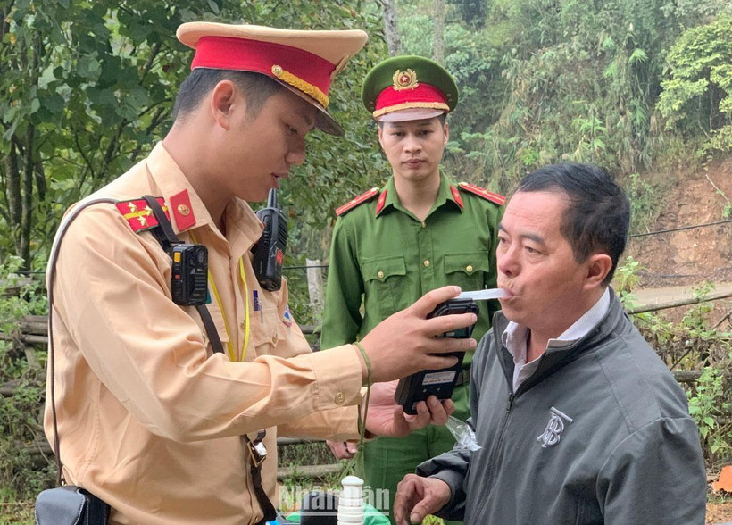 Lực lượng Cảnh sát giao thông-trật tự Công an huyện Bắc Yên tuần tra, làm nhiệm vụ trên các cung đường do đơn vị quản lý.