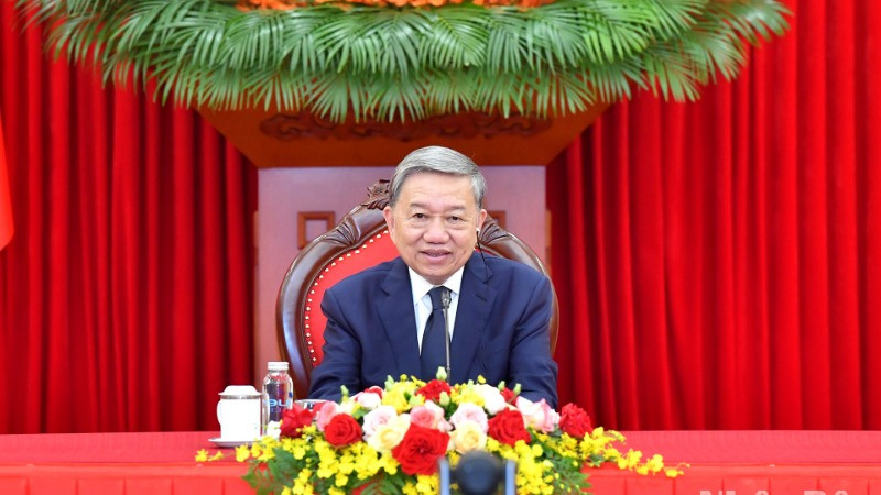 Tổng Bí thư Tô Lâm điện đàm với Chủ tịch Đảng Đại hội Dân tộc Phi, Tổng thống Nam Phi Cyril Ramaphosa. (Ảnh: ĐĂNG KHOA)