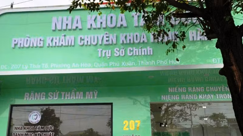 Cơ sở Nha khoa Tâm Đức (phường An Hòa, quận Phú Xuân, thành phố Huế) bị đình chỉ hoạt động. (ảnh: Sở Y tế thành phố Huế).
