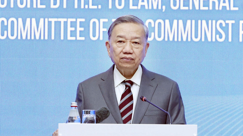 Tổng Bí thư Tô Lâm phát biểu về chính sách tại Học viện Hành chính Công trực thuộc Tổng thống Kazakhstan. 